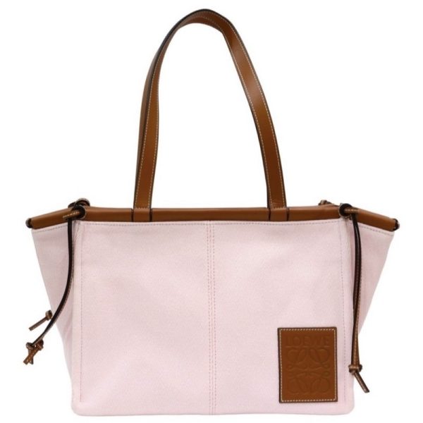 compass1669716207 Loewe Cushion Small Tote Bag Canvas Pink Brown