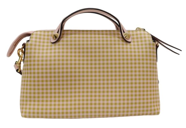 compass1677136675 Fendi Vitheway Medium Gingham Check 2way Bag Pink Mustard Yellow