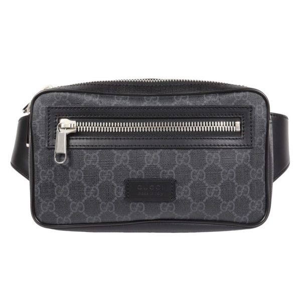 compass1684219696 Gucci GG Supreme Belt Bag Canvas Black Gray