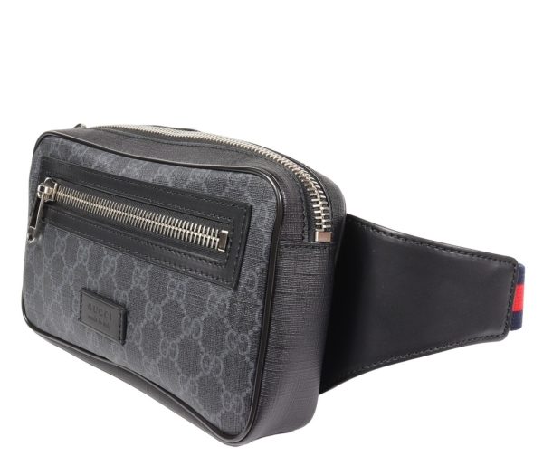 compass1684219704 Gucci GG Supreme Belt Bag Canvas Black Gray