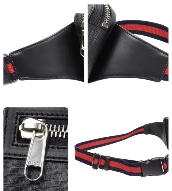 compass1684219750 Gucci GG Supreme Belt Bag Canvas Black Gray