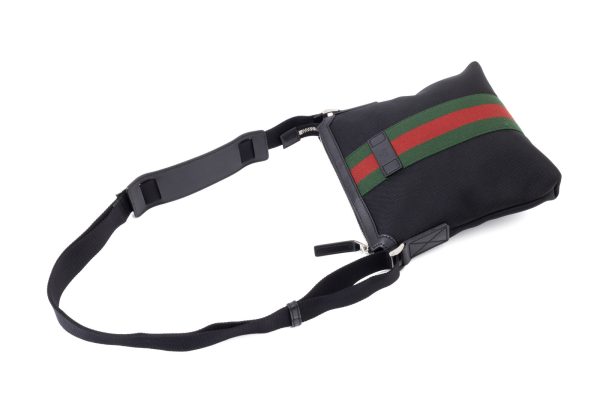 compass1687841548 Gucci Sherry Line Messenger Bag Canvas Leather Black Red Green