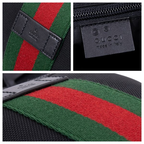 compass1687841565 Gucci Sherry Line Messenger Bag Canvas Leather Black Red Green