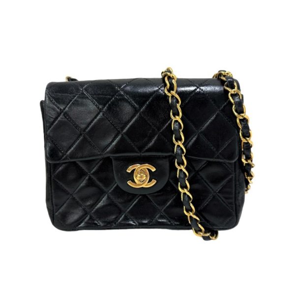 compass1690003873 CHANEL Mini Matelasse Lambskin Hardware Shoulder Bag Black Gold