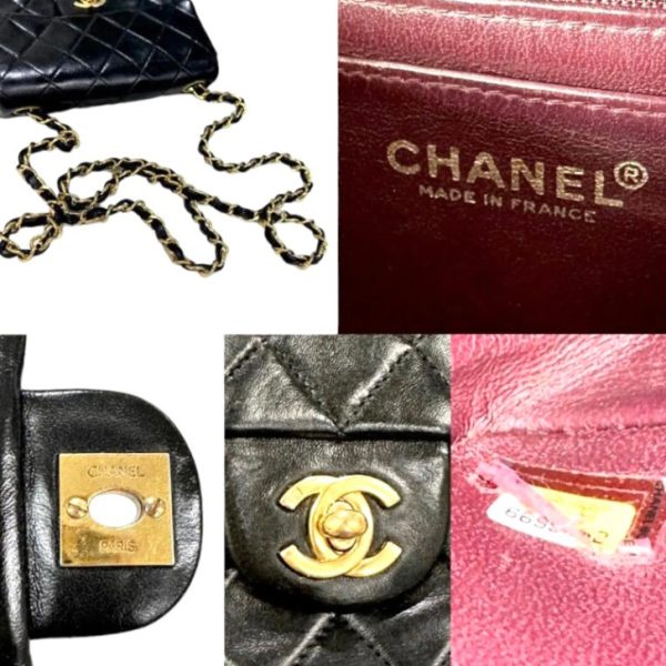 compass1690003935 CHANEL Mini Matelasse Lambskin Hardware Shoulder Bag Black Gold