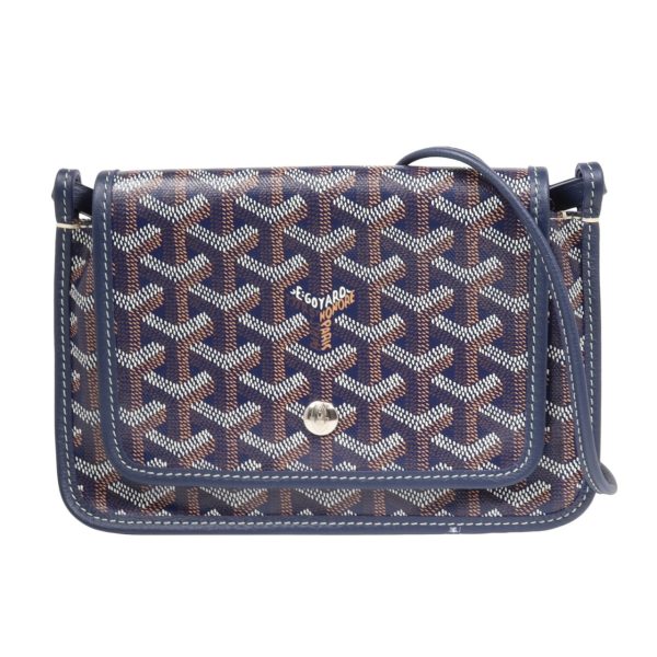 compass1693725647 Goyard Plumet Herringbone PVC Leather Shoulder Bag Navy