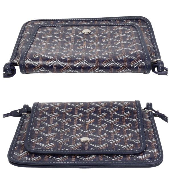 compass1693725682 Goyard Plumet Herringbone PVC Leather Shoulder Bag Navy