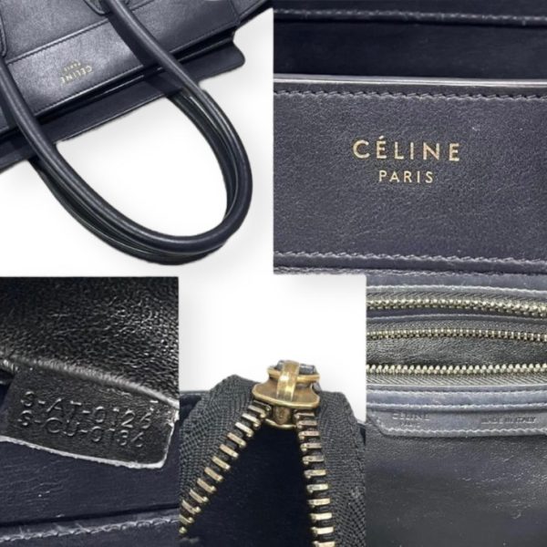 compass1695016010 Celine Luggage Micro Leather Handbag Dark Navy Gold Hardware