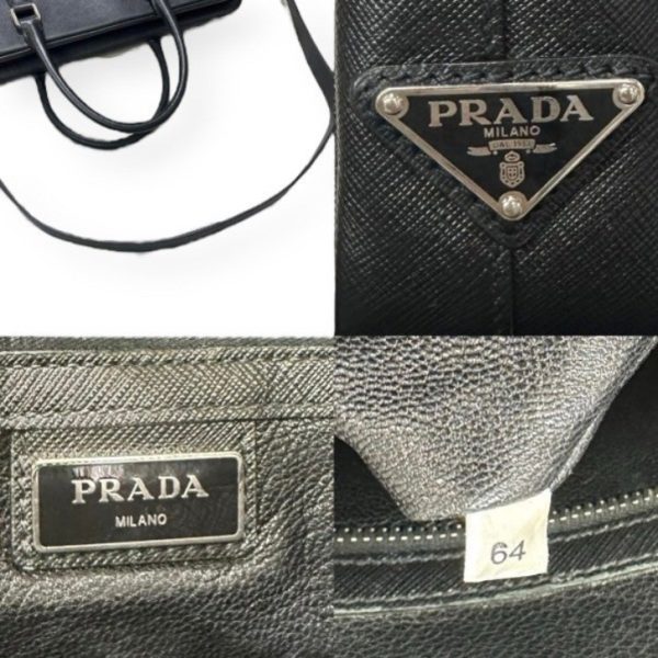 compass1699694697 Prada Saffiano 2way Business Bag Black