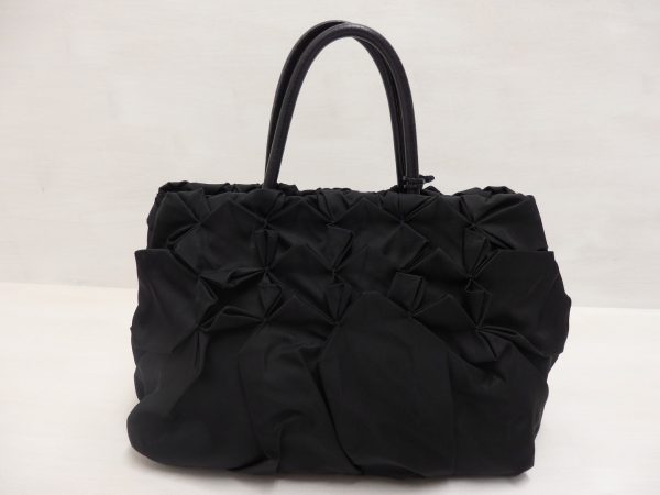 OLYMPUS DIGITAL CAMERA Prada Gathered Pleats Tote Bag Black