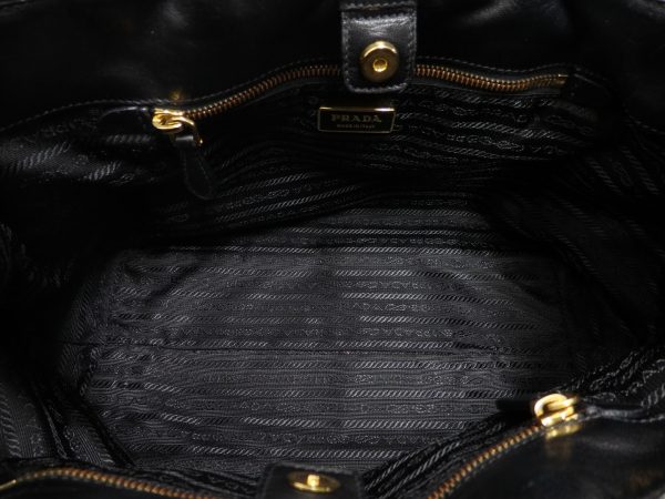 OLYMPUS DIGITAL CAMERA Prada Gathered Pleats Tote Bag Black