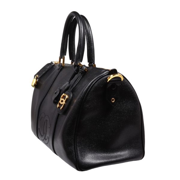 compass1711791820 Chanel Decacoco Cocomark 2way Boston Bag Caviar Skin Black