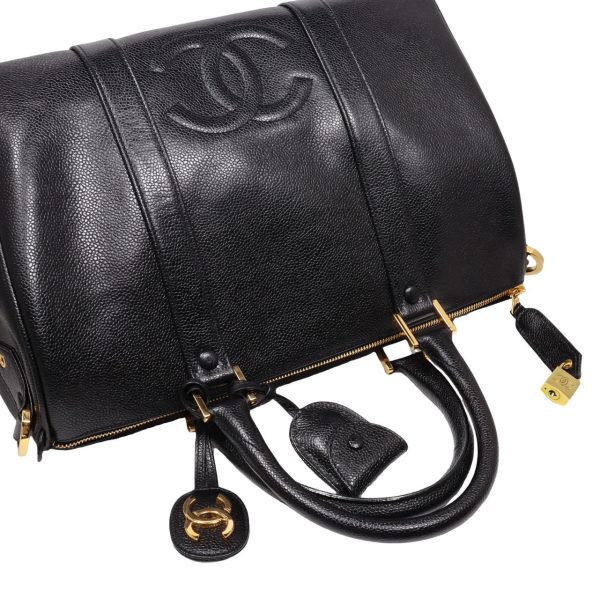 compass1711791845 Chanel Decacoco Cocomark 2way Boston Bag Caviar Skin Black