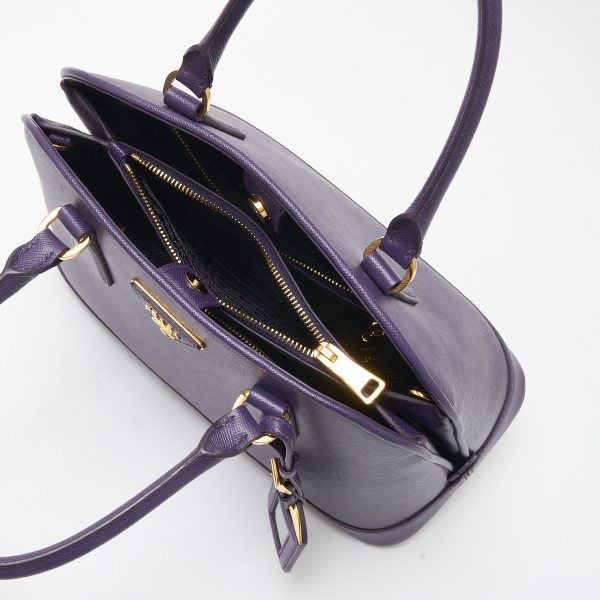 compass1713061938 Prada Saffiano Leather Bag Hand Shoulder Saffiano Leather Nylon Purple Gold