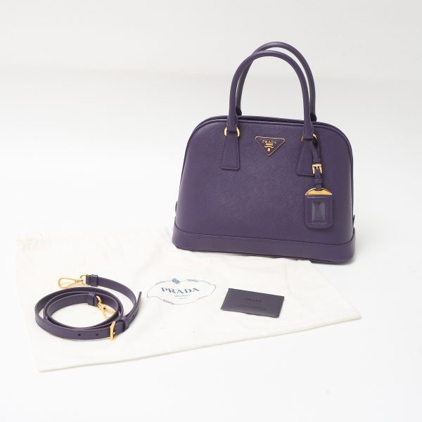 compass1713061975 Prada Saffiano Leather Bag Hand Shoulder Saffiano Leather Nylon Purple Gold