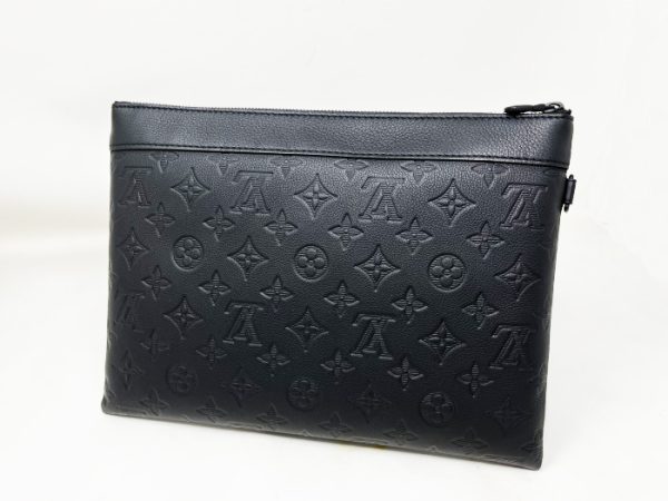 compass1715304130 Louis Vuitton Pochette To Go Clutch Bag Monogram Shadow Black