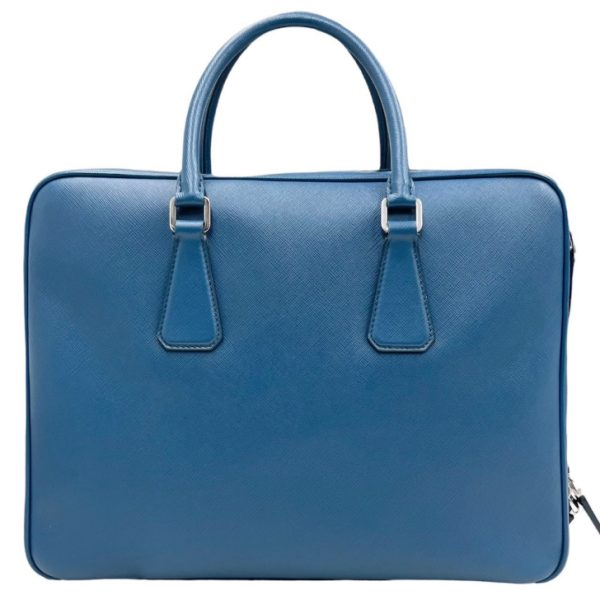 compass1716432861 Prada Saffiano Travel 2 Way Business Bag Silver Hardware Oceano Blue