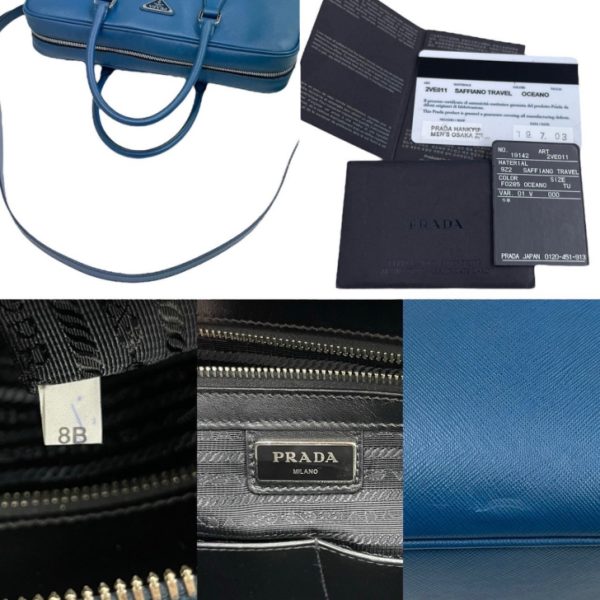 compass1716432879 Prada Saffiano Travel 2 Way Business Bag Silver Hardware Oceano Blue