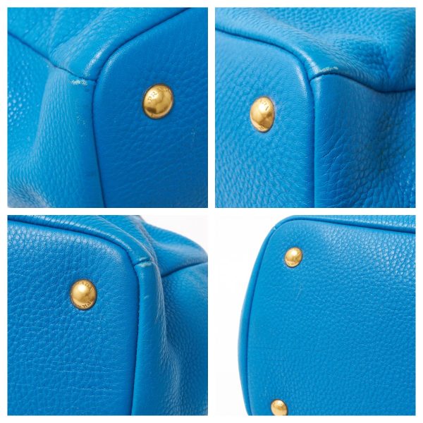 compass1719197360 Prada 2way Shoulder Handbag Calf Leather Blue