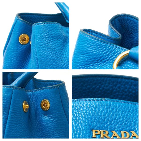 compass1719197365 Prada 2way Shoulder Handbag Calf Leather Blue