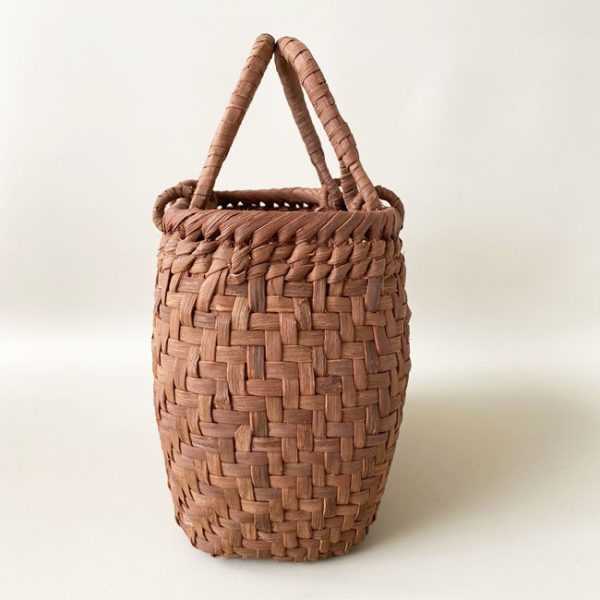 d1 Kagoya Wild Grape Small White Leather Basket Bag Brown