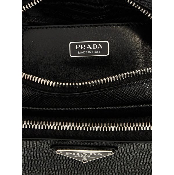 d8a95625debd161 ju 4 Prada Re Nylon Leather Shoulder Strap Bag Black