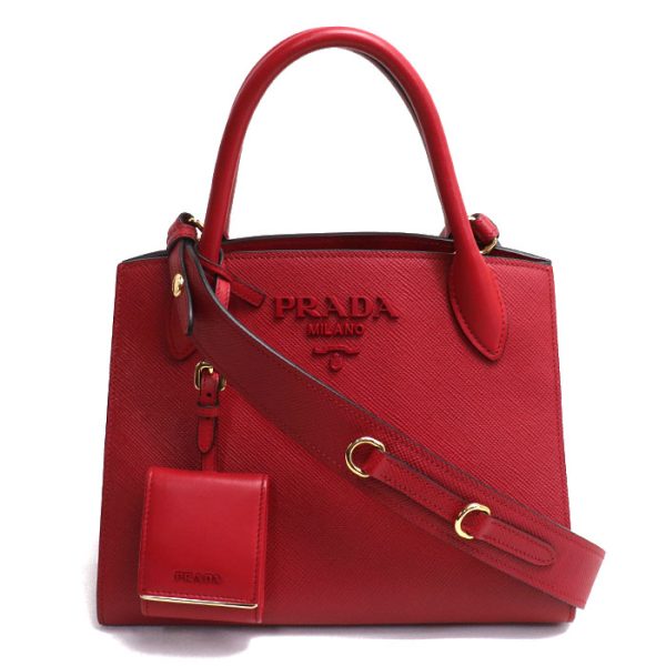 dc23 0915 35 916 Prada Monochrome Small 2Way Shoulder Bag Red