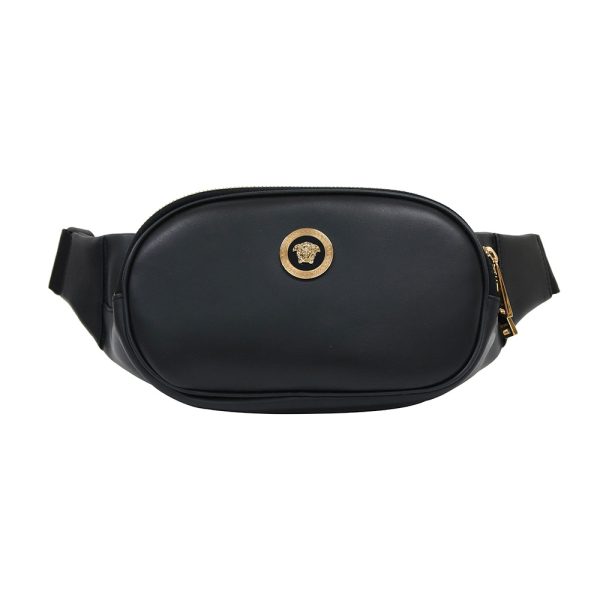 dfb7630dvte4d41oh 1 Versace Shoulder Bag Body Bag Waist Bag Medusa Calf Leather Black