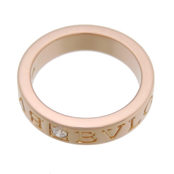 dh78248 2 Bulgari Double Logo Diamond Ring Pink Gold