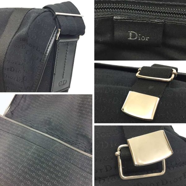 dior9194 3 Christian Dior Canvas Leather Cross Body Messenger Shoulder Bag Black