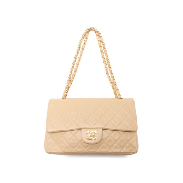 dn8azj6lr45ld 6 Chanel Matelasse Double Flap Chain Shoulder Bag Beige