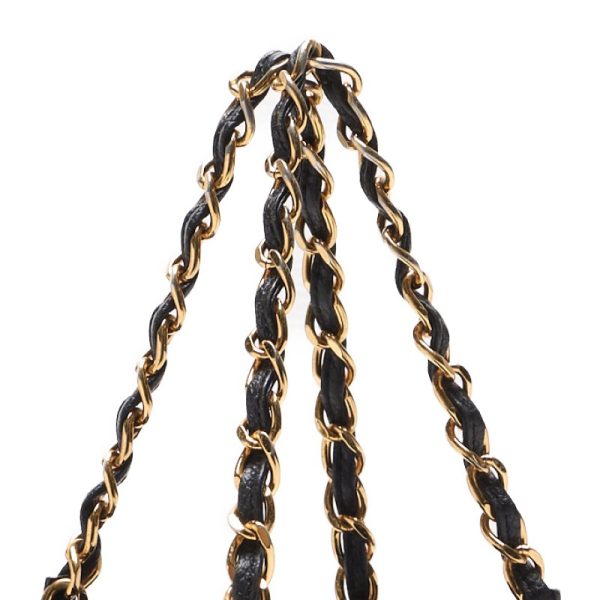 dpjxj508nrzj3 5 Chanel Logo Mark Double Chain Tote Caviar Skin Black Gold