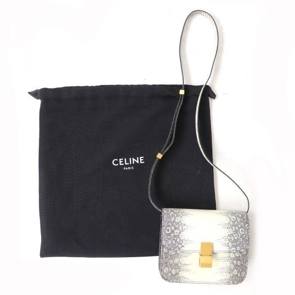 e01 st21101 2 Celine Teen Classic Box Lizard Leather Shoulder Bag