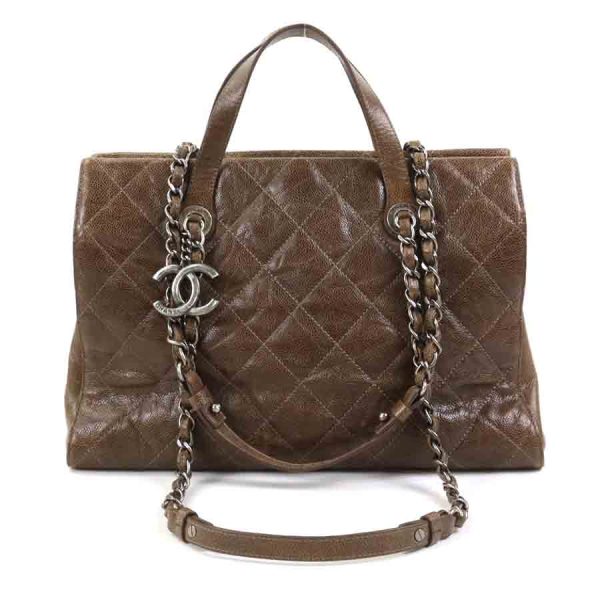 e55434a Chanel Handbag Shoulder Bag Matelasse Caviar Skin Leather Brown Silver