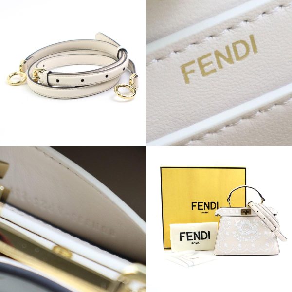 e57461f 10 c Fendi Floral Embroidery Peekaboo Iseeu Petit Leather Shoulder Bag Beige