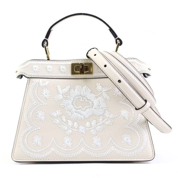 e57461f Fendi Floral Embroidery Peekaboo Iseeu Petit Leather Shoulder Bag Beige