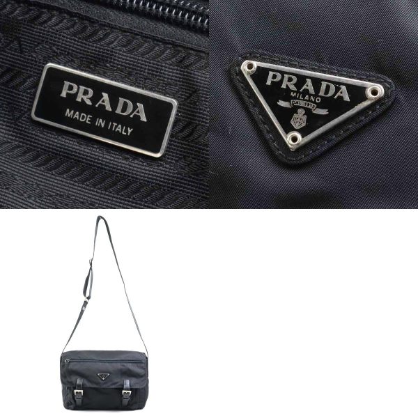 e57942j 13 c Prada Crossbody Shoulder Bag Nylon Black Silver