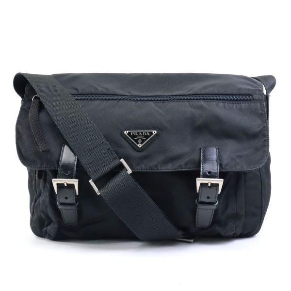 e57942j Prada Crossbody Shoulder Bag Nylon Black Silver