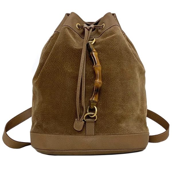 ec 18407 1 Gucci Backpack Brown Bamboo Leather Suede