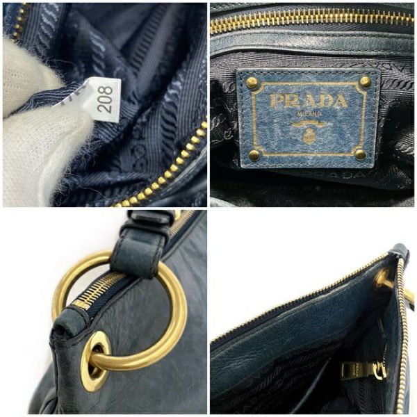 ec 18576 10 Prada Semi shoulder Bag Leather GP Blue Gold