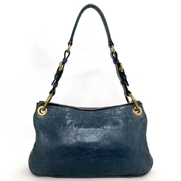 ec 18576 3 Prada Semi shoulder Bag Leather GP Blue Gold