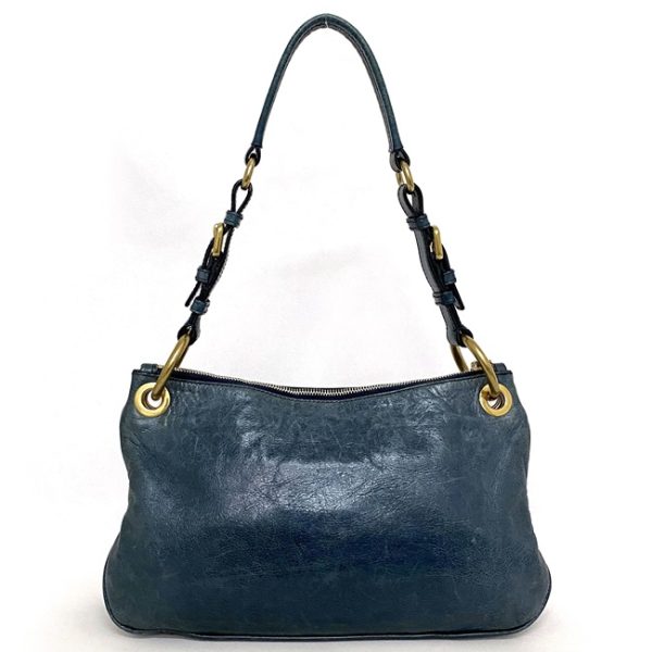 ec 18576 3 Prada Semi Shoulder Leather Bag Blue Gold