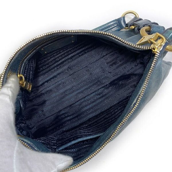 ec 18576 6 Prada Semi shoulder Bag Leather GP Blue Gold