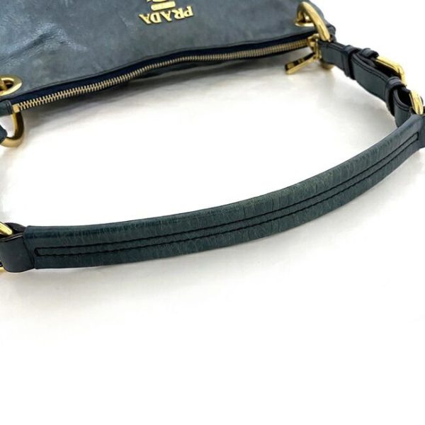 ec 18576 8 Prada Semi shoulder Bag Leather GP Blue Gold