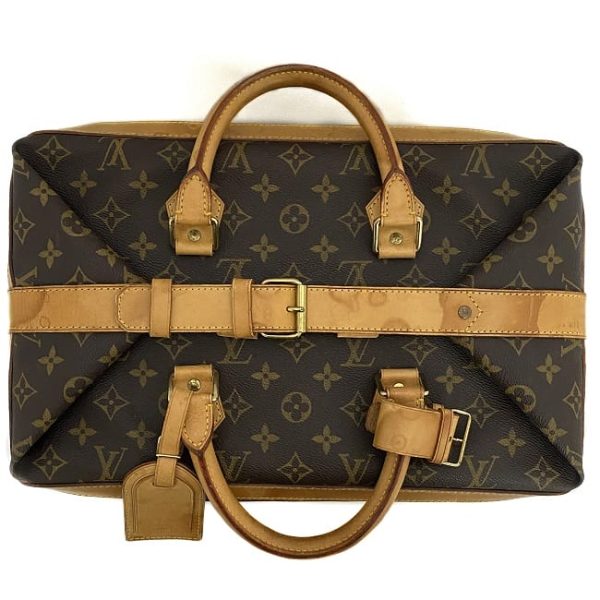 ec 18694 6 Louis Vuitton Logo All Over Pattern Cruiser Travel Bag Brown Beige