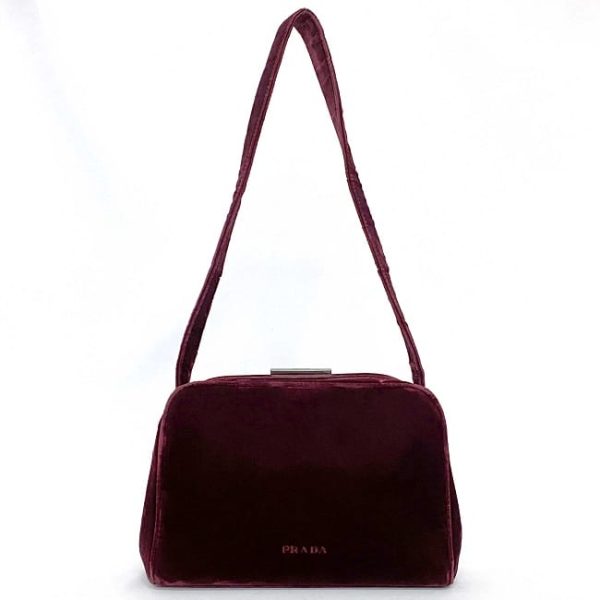 ec 18730 4 Prada Semi Shoulder Bag Suede Bordeaux