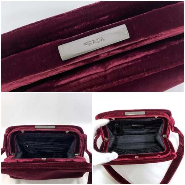 ec 18730 9 Prada Semi Shoulder Bag Suede Bordeaux