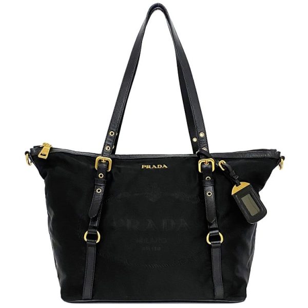 ec 18984 1 Prada Leather Tote Bag Nero A4 Zipper Business Black