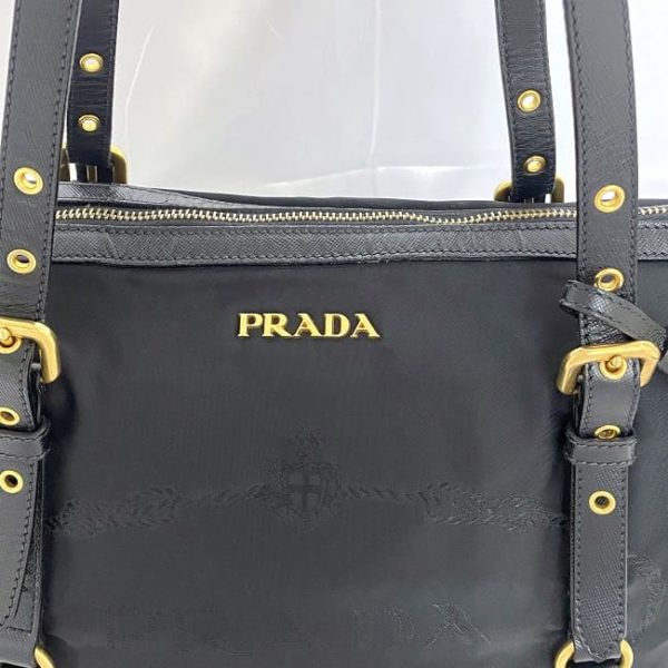 ec 18984 6 Prada Tote Bag Hardware Nero Black Gold