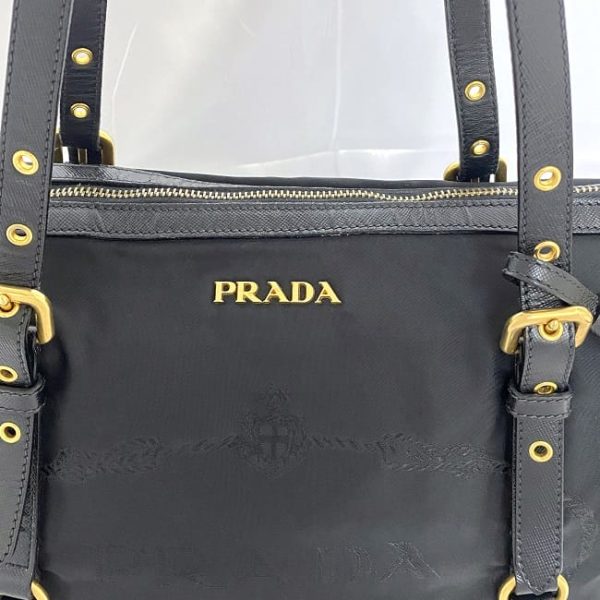 ec 18984 6 Prada Leather Tote Bag Nero A4 Zipper Business Black